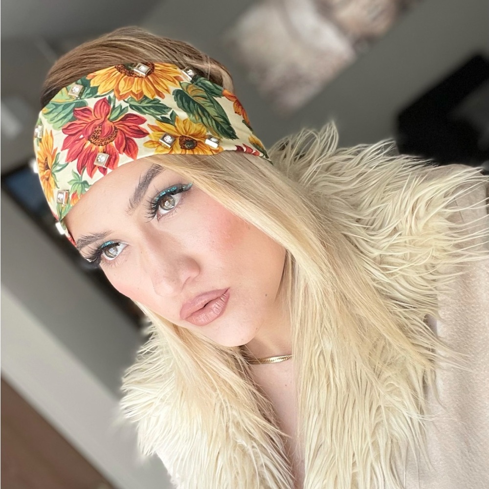 Floral Headband with Sunflower Design